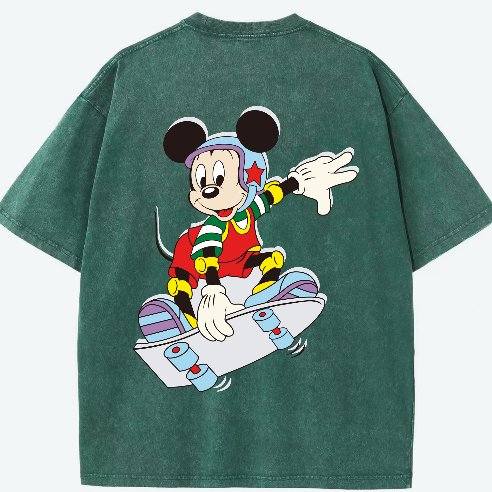 （画像用） ミッキーマウス Mickey Mouse 綿100% ヴィンテージ風 半袖Tシャツ（背面プリント）